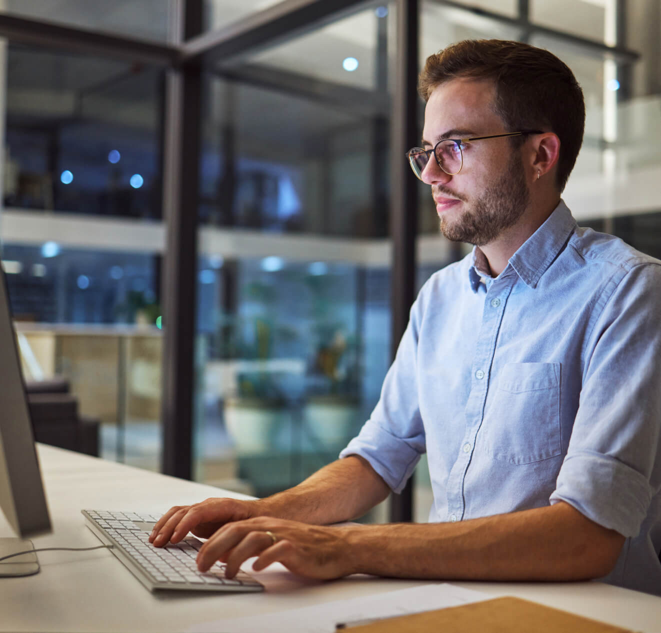 Business Digital Payments Man on Desktop Computer